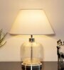 Felicity White Cotton Shade Night Lamp With Metal & Glass Base