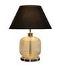 Louise Black Cotton Shade Night Lamp With Metal & Glass Base