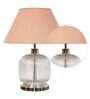 Century Beige Cotton Shade Night Lamp With Metal & Glass Base