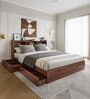 Den Queen Size Bed in Columbian Walnut Finish With Drawer Storage