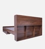 Den Queen Size Bed With Headboard & Drawer Storage In Columbian Walnut 