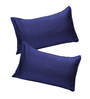 Blue Solid 210TC Jute 17 x 27 Inches Pillow Covers (Set of 2)