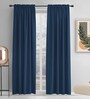 Denim Blue lightweight Satin Solids 9ft Light Filtering Rod Pocket Long Curtains (2 Pcs)