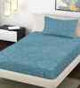 Denim Ethnic 300 TC Cotton Blend Embossed Single Bedsheet with 1 Pillow Cover