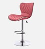 Denver Leatherette Bar Stool In Maroon Colour With Swivel