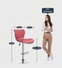Denver Leatherette Bar Stool In Maroon Colour With Swivel