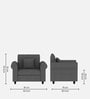 Derado Fabric 1 Seater Sofa in Charcoal Grey Colour