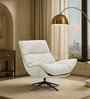 Derby Fabric Swivel Lounge Chair In White Color