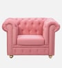 Derby Velvet Fabric 1 Seater Sofa in Blush Pink Color