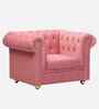 Derby Velvet Fabric 1 Seater Sofa in Blush Pink Color