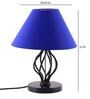 Desginer Basket Wrought Iron Blue Cotton Shade Table Lamp with Black Base