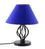 Desginer Basket Wrought Iron Blue Cotton Shade Table Lamp with Black Base
