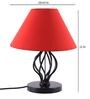 Desginer Basket Wrought Iron Red Cotton Shade Table Lamp with Black Base