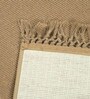 Beige Desh Cotton Jute Woven Strong 4X6 Ft Carpet With Fringe