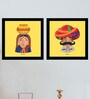 The Egyptian Prints Yellow Paper & Wood Framed People and Places Art Print Set of 2