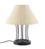 Designer Band Wrought Iron Off White Cotton Shade Table Lamp with Black Base