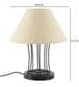 Designer Band Wrought Iron Off White Cotton Shade Table Lamp with Black Base