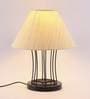 Designer Band Wrought Iron Off White Cotton Shade Table Lamp with Black Base