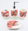 Ceramic Counter Top Bathroom Accessories in Multicolour, Set of 4