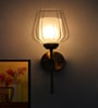 Designer Brass Wall Sconce Ribbed Glass Lamp