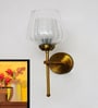 Designer Brass Wall Sconce Ribbed Glass Lamp
