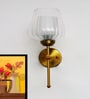 Designer Brass Wall Sconce Ribbed Glass Lamp