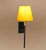 Designer Conical Fabric Shade with Metal Base   Premium Wall Lamp-(Yellow)
