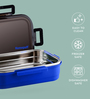 Designer Dark Blue Stainless Steel Lunch Box with Spoon