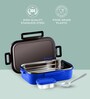 Designer Dark Blue Stainless Steel Lunch Box with Spoon