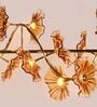 Designer Floral Linear Chandelier with In-Built LED   5 Ft Long Gold Finish Luxury Ceiling Light