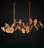 Designer Floral Linear Chandelier with In-Built LED   5 Ft Long Gold Finish Luxury Ceiling Light