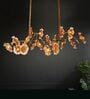 Designer Floral Linear Chandelier with In-Built LED   5 Ft Long Gold Finish Luxury Ceiling Light