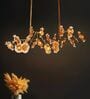 Designer Floral Linear Chandelier with In-Built LED   5 Ft Long Gold Finish Luxury Ceiling Light
