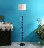Avogadro White Jute Shade Club Floor Lamp With Iron Base