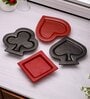 Designer Glass Playing Card Platter Red & Black (Set Of 4)