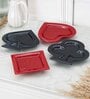 Designer Glass Playing Card Platter Red & Black (Set Of 4)