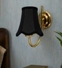 Designer Gold Wall Sconce with Black Cotton Shade for Indoor Decor