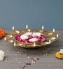Designer Handcrafter Gold Metal Urli With Lotus Shape Diyas