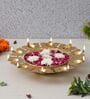 Designer Handcrafter Gold Metal Urli With Lotus Shape Diyas