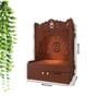 Designer Holy Symbol Om Brown Wood Temple with Inbuilt Focus Light & Spacious Shelf