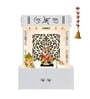 White Finish Designer Intricate Jali Design Pattern Floor Temple with Spacious Wooden Shelf & Inbuilt Focus Light