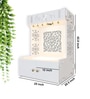 White Finish Designer Intricate Jali Design Pattern Floor Temple with Spacious Wooden Shelf & Inbuilt Focus Light