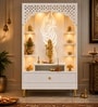 Designer Krishna Theme Floor Pooja Mandir with LED Panel