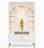 Designer Krishna Theme Floor Pooja Mandir with LED Panel
