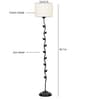 Designer Leaf Wrought Iron Off White Cotton Shade Floor Lamp with Black Base