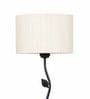 Designer Leaf Wrought Iron Off White Cotton Shade Floor Lamp with Black Base