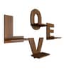 Designer Love Text Alphabet Dark Walnut Planter Shelves Set Of 4