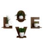 Designer Love Text Alphabet Dark Walnut Planter Shelves Set Of 4