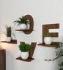 Designer Love Text Alphabet Dark Walnut Planter Shelves Set Of 4