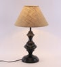 Droplet Beige Jute Shade Night Lamp With Iron Base